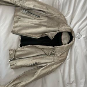 Free People white leather jacket